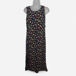 Vintage Colorful Patterned Sleeveless Maxi Dress